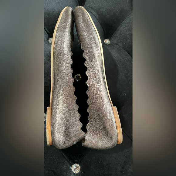 Chloe Shimmering Silver Scalloped Flats - Picture 12 of 14